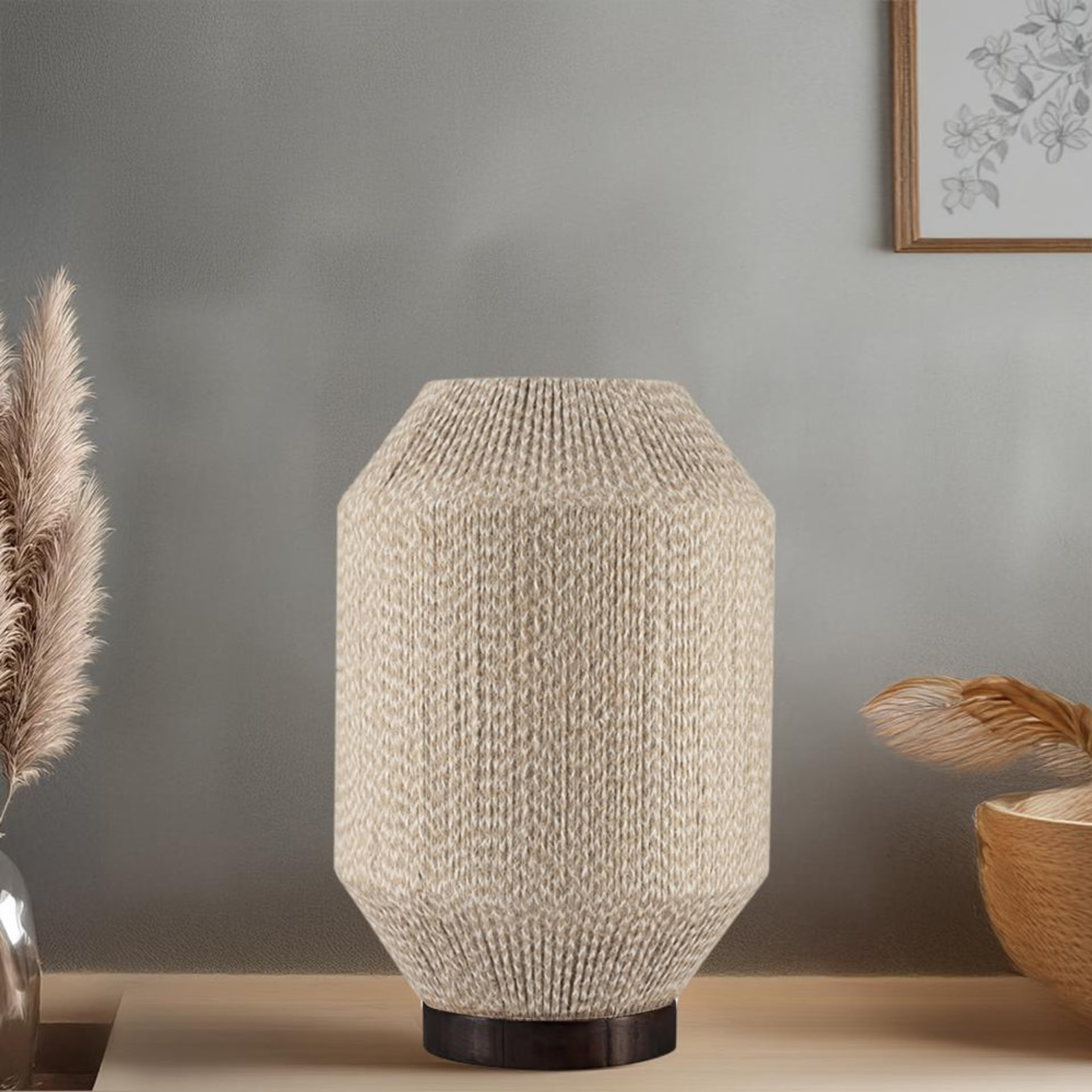 Solace Flame Wood Table Lamp